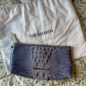 Brahmin Clutch Blue Purple Alligator Skin